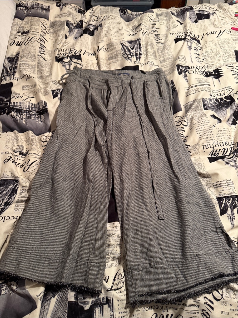 Democracy Gray Pinstriped Wide-Leg Capris